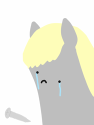 Size: 1536x2048 | Tagged: safe, artist:2merr, derpy hooves, pony, :c, blob ponies, crying, dot eyes, drawn on phone, drawthread, frown, sad, screw, simple background, white background