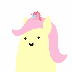 Size: 2048x2048 | Tagged: safe, artist:2merr, fluttershy, pinkie pie, :), blob ponies, dot eyes, drawn on phone, drawthread, duo, female, simple background, size difference, smiley face, smiling, snorkel, white background