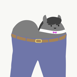 Size: 2048x2048 | Tagged: safe, artist:2merr, octavia melody, :), belt, belt buckle, blob ponies, bowtie, butt, clothes, dot eyes, drawn on phone, drawthread, female, pants, pun, simple background, smiley face, smiling, solo, visual pun, white background