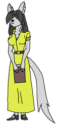 Size: 479x1024 | Tagged: safe, artist:agdapl, imported from derpibooru, anthro, cat, clipboard, clothes, crossover, dress, female, hair over eyes, high heels, miss pauling, shoes, simple background, species swap, team fortress 2, transparent background
