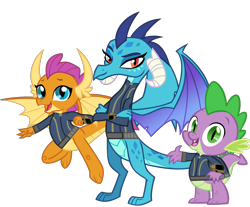 Size: 5872x4873 | Tagged: safe, artist:andoanimalia, artist:ponygamer2020, imported from derpibooru, princess ember, smolder, spike, dragon, fallout equestria, school daze, triple threat, absurd resolution, claws, clothes, crossed arms, cute, dragon trio, dragon wings, dragoness, dragons wearing clothes, fallout, female, flying, happy, horns, jumpsuit, looking at you, male, open mouth, pipboy, simple background, smiling, smiling at you, smolderbetes, teenaged dragon, teeth, transparent background, trio, vault suit, vector, waving, waving at you, wings