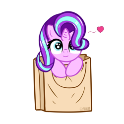 Size: 3402x3402 | Tagged: safe, alternate version, artist:cxynbl, imported from derpibooru, starlight glimmer, pony, unicorn, bag, cute, female, glimmerbetes, high res, mare, pony in a bag, solo
