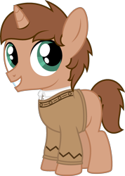 Size: 1787x2504 | Tagged: safe, artist:peternators, imported from derpibooru, oc, oc only, oc:heroic armour, pony, unicorn, clothes, colt, male, simple background, smiling, solo, sweater, transparent background