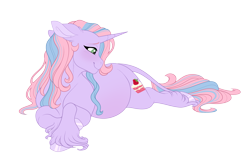 Size: 4800x3200 | Tagged: safe, artist:gigason, imported from derpibooru, oc, oc only, oc:strawberry gateau, pony, unicorn, female, horn, lying down, mare, pregnant, prone, simple background, solo, transparent background, unicorn oc