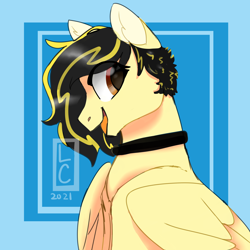 Size: 4000x4000 | Tagged: safe, artist:lightningchaserarts, imported from derpibooru, oc, oc:lightning chaser, pegasus, bust, choker, cute, gf, glance, goth, goth gf, haircut, icon, portrait, punk, punk rock, short hair, show accurate