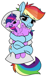 Size: 2980x4800 | Tagged: safe, artist:dacaoo, imported from derpibooru, rainbow dash, twilight sparkle, alicorn, pegasus, pony, body pillow, eyebrows, eyebrows visible through hair, female, females only, four-limbed hug, high res, hug, leg lock, lesbian, mare, pillow, pillow hug, shipping, simple background, smiling, transparent background, twidash, twilight sparkle (alicorn)