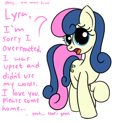 Size: 2000x2000 | Tagged: safe, artist:dafiltafish, imported from derpibooru, bon bon, sweetie drops, earth pony, pony, comic:day by day, dialogue, high res, implied mirror, repetition, simple background, solo, talking to herself, transparent background