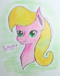 Size: 1536x1935 | Tagged: safe, artist:mudmee-thai, imported from derpibooru, oc, oc only, earth pony, pony, bust, ear fluff, earth pony oc, signature, smiling, solo, traditional art