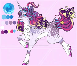 Size: 1024x880 | Tagged: safe, artist:malinraf1615, imported from derpibooru, oc, oc only, pony, unicorn, female, magical lesbian spawn, mare, offspring, parent:pinkie pie, parent:twilight sparkle, parents:twinkie, reference sheet, solo, tongue out