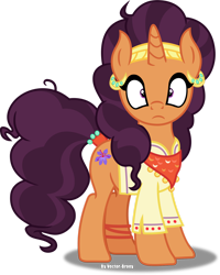 Size: 1280x1598 | Tagged: safe, artist:vector-brony, imported from derpibooru, saffron masala, pony, unicorn, clothes, female, looking at you, mare, shocked, simple background, solo, transparent background, vector