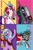 Size: 1365x2048 | Tagged: safe, artist:d00tnibba, artist:razzy, idw, imported from derpibooru, king sombra, princess amore, queen chrysalis, radiant hope, changeling, changeling queen, pony, unicorn, chainsaw, dynamite, explosives, fangs, female, glasses, gun, jewelry, male, mare, mirror universe, reformed, reformed sombra, regalia, reversalis, stallion, sword, weapon