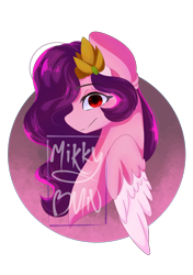 Size: 2400x3400 | Tagged: safe, artist:mikkybun, imported from derpibooru, pipp petals, pegasus, pony, adorapipp, bust, cute, female, g5, high res, looking at you, mare, obtrusive watermark, portrait, simple background, solo, watermark