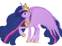 Size: 1832x1370 | Tagged: safe, artist:soft_angel, imported from derpibooru, twilight sparkle, alicorn, pony, the last problem, spoiler:g5, crown, cutie mark, female, g4, g4 to g5, g5, hoof shoes, jewelry, mare, older, older twilight, peytral, princess twilight 2.0, regalia, simple background, solo, solo female, twilight sparkle (alicorn), white background