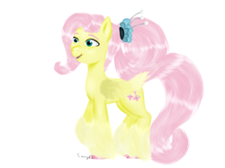 Size: 1832x1370 | Tagged: safe, artist:soft_angel, imported from derpibooru, fluttershy, pegasus, pony, the last problem, spoiler:g5, female, g4, g4 to g5, g5, simple background, solo, white background