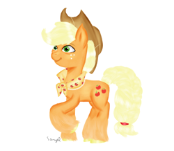 Size: 1574x1370 | Tagged: safe, artist:soft_angel, imported from derpibooru, applejack, earth pony, pony, the last problem, spoiler:g5, female, g4, g4 to g5, g5, simple background, solo, white background