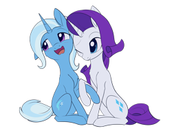 Size: 1779x1371 | Tagged: safe, artist:dusthiel, imported from derpibooru, rarity, trixie, pony, female, lesbian, rarixie, shipping, simple background, transparent background