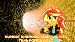 Size: 1920x1080 | Tagged: safe, imported from derpibooru, sunset shimmer, equestria girls, mirai sentai timeranger, morpher, morphing, power rangers, power rangers time force, sunset morphs