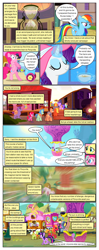 Size: 612x1552 | Tagged: safe, artist:newbiespud, edit, edited screencap, imported from derpibooru, screencap, amethyst star, big macintosh, cerise sunrise, chelsea porcelain, derpy hooves, dizzy twister, doctor whooves, fluttershy, geri, granny smith, high note, mr. waddle, orange swirl, pinkie pie, rainbow dash, rarity, sea swirl, seafoam, sparkler, spike, steamer, time turner, twilight sparkle, dragon, earth pony, pegasus, pony, unicorn, comic:friendship is dragons, it's about time, the cutie re-mark, bipedal, comic, dialogue, eyelashes, eyes closed, female, glowing horn, hat, horn, hot air balloon, hourglass, intro, magic, male, mare, outdoors, party cannon, royal guard, screencap comic, stallion, sun hat, telekinesis, train, unicorn twilight, wings