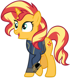 Size: 6348x6963 | Tagged: safe, artist:andoanimalia, artist:ponygamer2020, edit, edited screencap, imported from derpibooru, screencap, sunset shimmer, pony, unicorn, fallout equestria, equestria girls, equestria girls series, forgotten friendship, absurd resolution, clothes, fallout, female, jumpsuit, mare, not a vector, pipboy, simple background, smiling, solo, transparent background, vault suit, vector