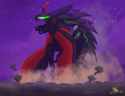 Size: 2732x2114 | Tagged: safe, artist:lordshrekzilla20, imported from derpibooru, king sombra, kaiju, fanfic:the one true king, crystal, dark crystal, fanfic art, godzilla (series), high res, jinshin-mushi, muto, muto prime