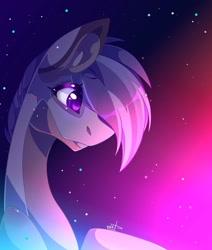 Size: 1080x1275 | Tagged: safe, artist:tessa_key_, imported from derpibooru, imported from ponybooru, oc, oc only, earth pony, pony, abstract background, bust, earth pony oc, eyelashes, female, mare, signature, solo