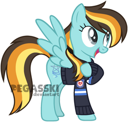 Size: 1024x974 | Tagged: safe, artist:pegasski, imported from derpibooru, oc, oc only, oc:star sketcher, pegasus, pony, clothes, female, hoodie, mare, simple background, solo, transparent background