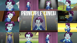 Size: 1280x721 | Tagged: safe, edit, edited screencap, editor:quoterific, imported from derpibooru, screencap, princess cadance, principal abacus cinch, equestria girls, friendship games, dean cadance, eyes closed, female, glasses, misspelling, offscreen character, solo