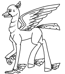 Size: 661x751 | Tagged: safe, artist:agdapl, imported from derpibooru, classical hippogriff, hippogriff, base, crossover, hippogriffied, lineart, male, monochrome, solo, species swap, team fortress 2