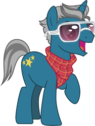 Size: 3000x3998 | Tagged: safe, artist:cloudy glow, artist:cloudyglow, imported from derpibooru, fashion plate, pony, unicorn, canterlot boutique, season 5, bandana, high res, male, raised hoof, simple background, solo, transparent background, vector