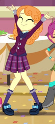 Size: 257x575 | Tagged: safe, imported from derpibooru, screencap, orange sherbette, scootaloo, equestria girls, friendship games, clothes, cropped, crystal prep academy uniform, cute, female, plaid skirt, pleated skirt, school uniform, skirt