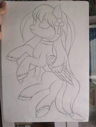 Size: 1080x1440 | Tagged: safe, artist:henry forewen, imported from derpibooru, pegasus, pony, hooves, monochrome, sketch