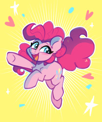 Size: 1223x1464 | Tagged: safe, artist:colorfulcolor233, artist:oofycolorful, imported from derpibooru, pinkie pie, earth pony, pony, cute, diapinkes, female, happy, happy birthday, heart, mare, open mouth, ponk, simple background, smiling, starry eyes, stars, wingding eyes