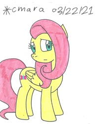 Size: 794x1021 | Tagged: safe, artist:cmara, imported from derpibooru, fluttershy, pegasus, pony, female, mare, simple background, solo, traditional art, white background