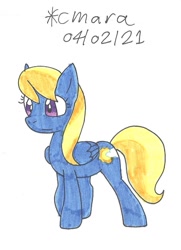 Size: 832x1148 | Tagged: safe, artist:cmara, imported from derpibooru, cloud kicker, pegasus, pony, female, mare, simple background, solo, traditional art, white background