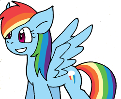 Size: 804x658 | Tagged: safe, artist:cmara, imported from derpibooru, rainbow dash, pegasus, pony, female, grin, mare, simple background, smiling, solo, white background