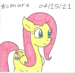 Size: 854x833 | Tagged: safe, artist:cmara, imported from derpibooru, fluttershy, pegasus, pony, female, mare, simple background, solo, traditional art, white background