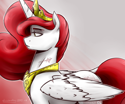 Size: 3000x2500 | Tagged: safe, artist:lrusu, imported from derpibooru, oc, oc only, oc:queen poland, alicorn, pony, alicorn oc, crown, female, high res, horn, jewelry, mare, nation ponies, poland, ponified, regalia, solo, wings