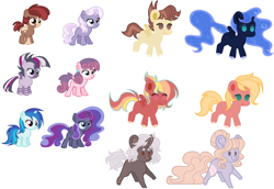 Size: 1842x1270 | Tagged: safe, artist:farkaska21, imported from derpibooru, oc, oc only, alicorn, earth pony, hybrid, pegasus, pony, unicorn, zony, base used, foal, interspecies offspring, magical lesbian spawn, offspring, parent:apple bloom, parent:big macintosh, parent:diamond tiara, parent:featherweight, parent:fluttershy, parent:nightmare moon, parent:pipsqueak, parent:pound cake, parent:princess flurry heart, parent:princess luna, parent:rainbow dash, parent:scootaloo, parent:silver spoon, parent:twilight sparkle, parent:zecora, parents:fluttermac, parents:lunamoon, parents:lundance, parents:pipbloom, parents:poundflurry, parents:rainbowmac, parents:scootaweight, parents:silvertiara, parents:twicora, parents:vinyldash, product of selfcest, simple background, style clash, theme pony, white background