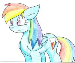 Size: 850x711 | Tagged: safe, artist:cmara, imported from derpibooru, rainbow dash, pegasus, pony, female, mare, simple background, solo, traditional art, white background