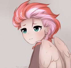 Size: 2000x1912 | Tagged: safe, artist:radioaxi, artist:reterica, imported from derpibooru, oc, oc only, oc:lighty dust, human, pegasus, humanized, humanized oc, multicolored hair, simple background, wings