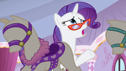 Size: 1280x720 | Tagged: safe, editor:rarity vrymer collective, imported from derpibooru, screencap, rarity, for whom the sweetie belle toils, season 4, carousel boutique, female, glasses rarity