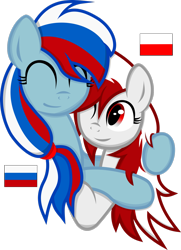 Size: 2083x2879 | Tagged: safe, artist:cezaryy, imported from derpibooru, pony, duo, high res, hug, nation ponies, poland, ponified, russia