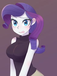 Size: 1620x2160 | Tagged: safe, artist:haibaratomoe, imported from derpibooru, rarity, equestria girls, adorasexy, bare shoulders, blushing, breasts, busty rarity, clothes, cute, doodle, female, looking at you, open mouth, raribetes, sexy, sleeveless, sleeveless turtleneck, solo, standing