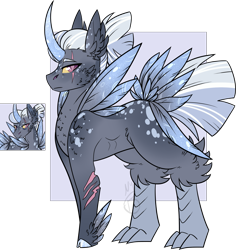Size: 1699x1803 | Tagged: safe, artist:blizzard-queen, imported from derpibooru, oc, oc only, harpy, hybrid, monster pony, original species, magical lesbian spawn, offspring, parent:rainbow dash, parent:twilight sparkle, parents:twidash, simple background, solo, transparent background