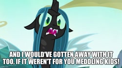 Size: 888x499 | Tagged: safe, edit, edited screencap, imported from derpibooru, screencap, queen chrysalis, season 6, to where and back again, caption, image macro, scooby doo, sharp teeth, teeth, text