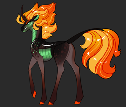 Size: 2600x2200 | Tagged: safe, artist:loryska, imported from derpibooru, oc, oc only, changepony, hybrid, pony, crack ship offspring, gray background, high res, interspecies offspring, magical lesbian spawn, offapring, offspring, parent:queen chrysalis, parent:sunset shimmer, parents:chryshimmer, simple background, solo