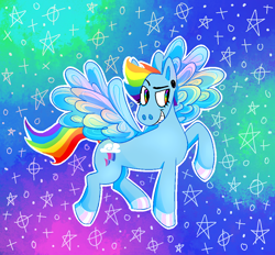 Size: 1038x964 | Tagged: safe, alternate version, artist:jyoeyj, imported from derpibooru, rainbow dash, pegasus, alternate design, alternate hairstyle, rainbow eyes, stars