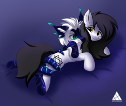 Size: 2250x1900 | Tagged: source needed, useless source url, safe, artist:delta hronum, imported from derpibooru, oc, oc only, original species, pony, unicorn, bed, cute, hugging a pony, solo