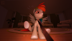 Size: 1920x1080 | Tagged: safe, artist:elektra-gertly, imported from derpibooru, rainbow dash, pegasus, pony, 3d, angry, cross-popping veins, offscreen character, pov, solo, source filmmaker