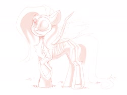 Size: 2048x1536 | Tagged: safe, artist:kebchach, imported from derpibooru, fluttershy, pegasus, pony, bone, cross section, dissectibles, freeny's hidden dissectibles, looking at you, skeleton, sketch, solo, spread wings, wings